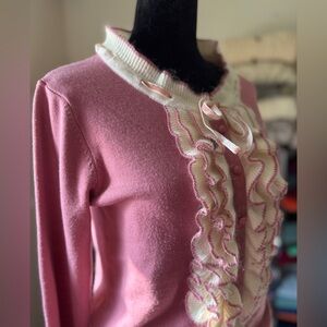 Leib Olmai Cotton/Polyester Blend Ruffled Sweater.